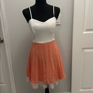 Charming White and Orange Kids Dress